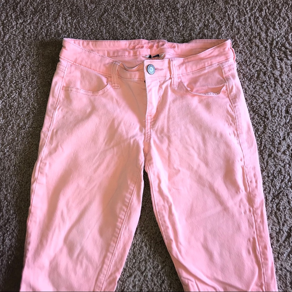 Pink/Salmon American Eagle Skinny Jeans
